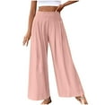 thumbnail image 1 of UTSJKR Women's Classic Solid Color Palazzo Pants Casual Comfy Loose Fit High Waist Wide Leg Pleated Trousers with Pockets Pink M, 1 of 8