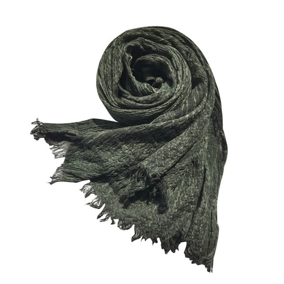 UTSJKR Women's Cotton Linen Scarves Unisex Warm Soft Long Tassel Shawl Outdoor Fall Winter Women Soft Long Shawl Wrap Army Green