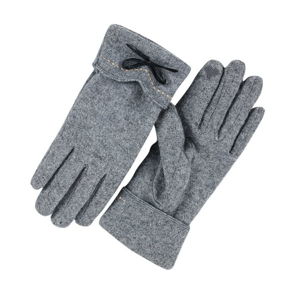 UTSJKR Women's Cute Bowtie Winter Warm Wool Touchscreen Gloves Thick Soft Comfortable Casual Solid Color Gloves Gray