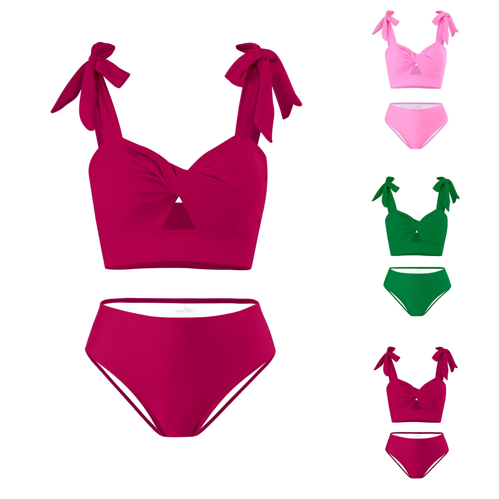 UTSJKR Women's Cutout Two Piece Bikini Set Twist Front Tie Shoulder ...
