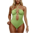 thumbnail image 1 of UTSJKR Women's Elegant Backless One Piece Swimsuit Stylish Adjustable Straps Neckline Hollow Out Swimwear Beach Bathing Green S, 1 of 5