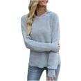 thumbnail image 1 of UTSJKR Women's Fall Hooded Sweaters Classic Solid Hooded Neck Pullover Tops Ribbed Knit Slim Fit Jumper Blouses Drop Shoulder Long Sleeve Sweaters 2024 Fashion Clothing Gray S, 1 of 6