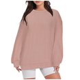 thumbnail image 1 of UTSJKR Women's Fall Pullover Tops Long Sleeve Tunic Tops 2024 Fashion Elegant Solid Crew Neck Blouses Casual Loose Fit Soft Basic Shirts Pink M, 1 of 7