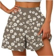 thumbnail image 1 of UTSJKR Women's Fashion Floral Printed Shorts Ruffle Skorts High Waist Shorts Skirt A-Line Swing Shorts with Pockets Summer Beach Skater Flaring Shorts Khaki S, 1 of 5