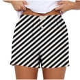 thumbnail image 1 of UTSJKR Women's Fashion Stripe Print Shorts Summer Sleep Shorts Soft Button Fly Shorts Beach Shorts Athletic Shorts with Pockets Black L, 1 of 5