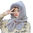 thumbnail image 1 of UTSJKR Women's Faux Fur Scarf Hat Set Winter Cover Ears Beanie Hat Ear Flaps Ski Snow Hats 2-in-1 Hat Scarf Protection Windproof Hat Gray M, 1 of 3