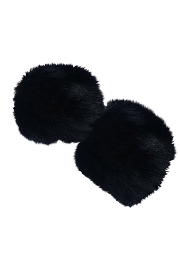 Women's Faux Fur Wrist Cuffs Wrist Warmers Faux Fur Arm Cuffs Winter Warm Warmers for Women Party Cute Costumes Black