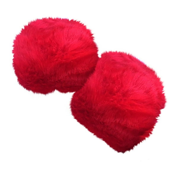 UTSJKR Women's Faux Fur Wrist Cuffs Wrist Warmers Faux Fur Arm Cuffs Winter Warm Warmers for Women Party Cute Costumes Red