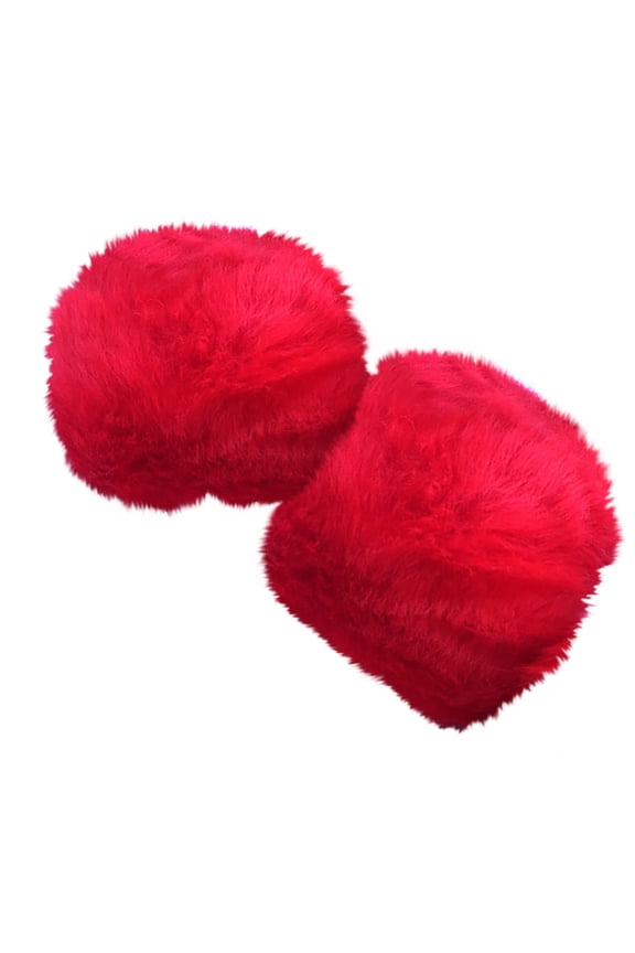 Women's Faux Fur Wrist Cuffs Wrist Warmers Faux Fur Arm Cuffs Winter Warm Warmers for Women Party Cute Costumes Red