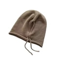 thumbnail image 1 of UTSJKR Women's Fleece Lined Drawstring Beanie, Warm Adjustable Ribbed Knit Cap Cold Weather Outdoor Sport Khaki, 1 of 4