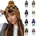 thumbnail image 1 of UTSJKR Women's Fleece Lined Ear Protection Hat Winter Knit Beanie with Glasses Big Pompom Hats Outdoor Ski Snow Cap Warm Caps Khaki, 1 of 3