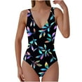 thumbnail image 1 of UTSJKR Women's Floral Print Deep V One Piece Swimsuit Sexy Monokini Tummy Control Bathing Suit Slimming Sporty Beach Swimwear Multicolor XL, 1 of 6