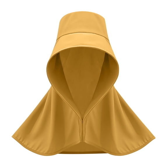 UTSJKR Women's Full Face Neck Flap Sun Hat, UPF 50 All-In-One Foldable Bucket Cap for Fishing Outdoor Work Yellow