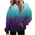 thumbnail image 1 of UTSJKR Women's Gradient Hoodled Sweatshirts with Pockets 2024 Trendy Ombre Tops Hooded Neck Sweatshirts Casual Loose Fit Blouse Drop Shoulder Long Sleeve Tops Light Blue M, 1 of 4
