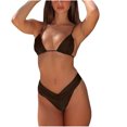 thumbnail image 1 of UTSJKR Women's Halter Sexy Triangle Bikini Set Ruched High Waisted Two Piece Swimsuit 2 PC Bikini Set Brown L, 1 of 4