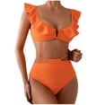 thumbnail image 1 of UTSJKR Women's High Waisted Bikini Sets Ruffle Two Piece Swimsuits Crisscross Bathing Suits Adjustable Straps Bikini Padded Bathing Suit Orange M, 1 of 9