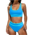 thumbnail image 1 of UTSJKR Women's High Waisted Bikini Sets Two Piece Swimsuits for Women Sporty Color Block Cheeky High Cut Bathing Suits 2026 Blue M, 1 of 5