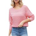 thumbnail image 1 of UTSJKR Women's Hollow Out Knit Sweaters 2024 Fashion Clothing Elegant Solid Crew Neck Pullover Tops Casual Loose Fit Cozy Oversized Knitwear Fall Winter Long Sleeve Sweaters Red M, 1 of 9