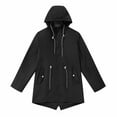 thumbnail image 1 of UTSJKR Women's Hooded Raincoat Windproof Jacket Lightweight Anorak Outdoor Long Sleeve Trench Coat Black XXL, 1 of 9