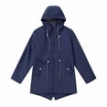 thumbnail image 1 of UTSJKR Women's Hooded Raincoat Windproof Jacket Lightweight Anorak Outdoor Long Sleeve Trench Coat Navy XXXL, 1 of 5