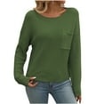 thumbnail image 1 of UTSJKR Women's Knit Sweaters with Chest Pockets Deals Classic Solid Crew Neck Sweaters Casual Loose Comfy Basic Pullover Jumper Tops Long Sleeve Tops 2024 Fashion Green L, 1 of 6