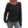 thumbnail image 1 of UTSJKR Women's Knit Sweaters with Chest Pockets Deals Classic Solid Crew Neck Sweaters Casual Loose Comfy Basic Pullover Jumper Tops Long Sleeve Tops 2024 Fashion Black XL, 1 of 6