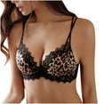 thumbnail image 1 of UTSJKR Women's Lace Leopard Print Bra Front Closure Push Up Lingerie Adjustable Straps Comfortable Soft Brassiere Underwear Brown XS, 1 of 3