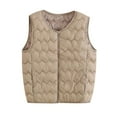 thumbnail image 1 of UTSJKR Women's Lightweight Puffer Vest Collarless Zip Up Packable Down Vest Ultra Light Slim Fit Sleeveless Waistcoat Khaki XXXXL, 1 of 3