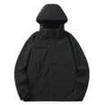thumbnail image 1 of UTSJKR Women's Lightweight Waterproof Windproof Outdoor Sportswear Stand Collar Hooded Jackets Coat with Zipper Pockets Black L, 1 of 3