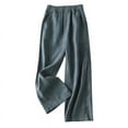 thumbnail image 1 of UTSJKR Women's Linen Pants with Elastic Waist Casual Loose Fit Palazzo Long Pants with Pockets Wide Leg Trousers Comfy Beach Pants Blue XXL, 1 of 6