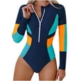 thumbnail image 1 of UTSJKR Women's Long Sleeve Rash Guard Bathing Suit UV Protection Zip up One Piece Swimsuits Modest Surfing Swimwear Navy L, 1 of 7