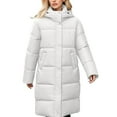 thumbnail image 1 of UTSJKR Women's Long Winter Coat Thicken Down Jacket Full Zip Padded Parka Warm Puffer Jackets Hooded Coats with Pockets White L, 1 of 7