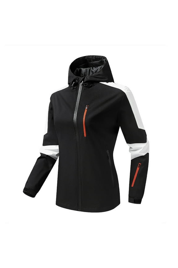 Women's Mountain Waterproof Ski Jackets with Detachable Hood Color Block Windproof Winter Coat for Snow and Rain Black L