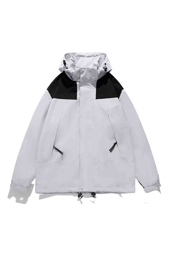 Women's Mountain Waterproof Ski Jackets with Detachable Hood Color Block Windproof Winter Coat for Snow and Rain Gray M