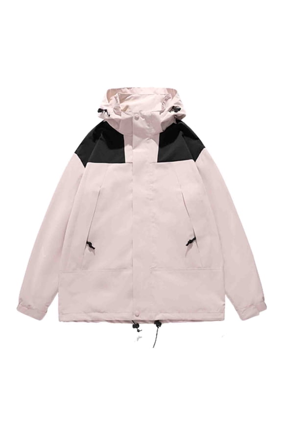 Women's Mountain Waterproof Ski Jackets with Detachable Hood Color Block Windproof Winter Coat for Snow and Rain Pink XXXL