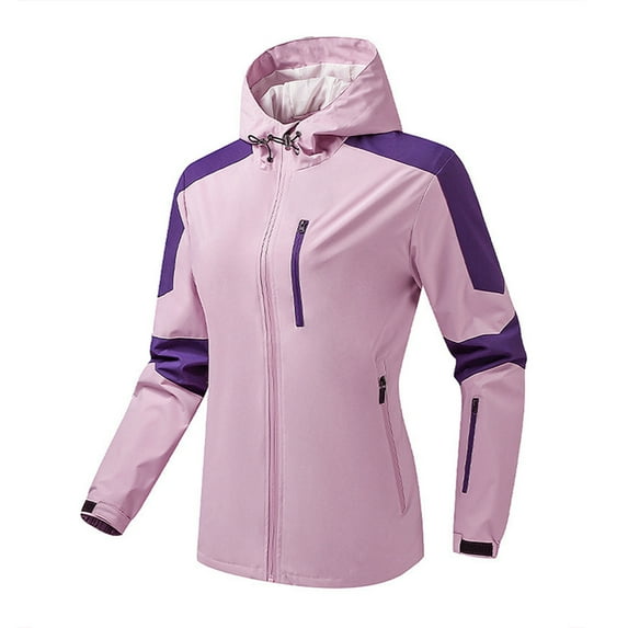 UTSJKR Women's Mountain Waterproof Ski Jackets with Detachable Hood Color Block Windproof Winter Coat for Snow and Rain Purple S