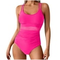 thumbnail image 1 of UTSJKR Women's One Piece Swimsuit Mesh Sheer Tummy Control Bathing Suit Summer Adjustable Double Strap Swimsuits Hot Pink L, 1 of 7