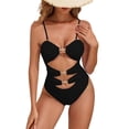 thumbnail image 1 of UTSJKR Women's One-Piece Swimsuit Tummy Control Trendy Ruched Bandeau Monokini Resort Vacation 2026 Bathing Suit Black XL, 1 of 6