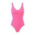 thumbnail image 1 of UTSJKR Women's One Piece Swimsuits Ribbed Textured Swimwear V Neck Push Up Bathing Suit Pool Party Outfits Hot Pink XXL, 1 of 5