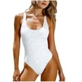 thumbnail image 1 of UTSJKR Women's One Piece Swimsuits Tummy Control Modest Bathing Suits Full Coverage Solid Color Summer Beach Swimwear White XXL, 1 of 5