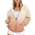 thumbnail image 1 of UTSJKR Women's Oversized Gradient Hoodies Full Zipper Long Sleeve Pullover Sweatshirt Fleece Lined Warm Jacket 2024 Fashion Winter Outwear Beige L, 1 of 6