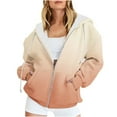 thumbnail image 1 of UTSJKR Women's Oversized Gradient Hoodies Full Zipper Long Sleeve Pullover Sweatshirt Fleece Lined Warm Jacket 2024 Fashion Winter Outwear Beige M, 1 of 6