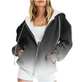 thumbnail image 1 of UTSJKR Women's Oversized Gradient Hoodies Full Zipper Long Sleeve Pullover Sweatshirt Fleece Lined Warm Jacket 2024 Fashion Winter Outwear Black L, 1 of 6