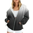 thumbnail image 1 of UTSJKR Women's Oversized Gradient Hoodies Full Zipper Long Sleeve Pullover Sweatshirt Fleece Lined Warm Jacket 2024 Fashion Winter Outwear Black S, 1 of 6