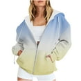 thumbnail image 1 of UTSJKR Women's Oversized Gradient Hoodies Full Zipper Long Sleeve Pullover Sweatshirt Fleece Lined Warm Jacket 2024 Fashion Winter Outwear Light Blue XL, 1 of 6