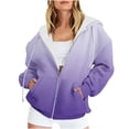 thumbnail image 1 of UTSJKR Women's Oversized Gradient Hoodies Full Zipper Long Sleeve Pullover Sweatshirt Fleece Lined Warm Jacket 2024 Fashion Winter Outwear Purple XXXL, 1 of 6