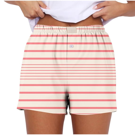 UTSJKR Women's Pajama Shorts Striped Shorts Shorts Lounge Shorts Sleep Shorts Button Fly Shorts Drawstring Elastic Waist Shorts with Pockets Pink S