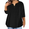 UTSJKR Women's Plus Size Eyelet T Shirt Clearance Classic Solid Notch
