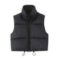 thumbnail image 1 of UTSJKR Women's Puffer Vests Zipper Up Warm Lightweight Stand Collar Outwear 2024 Fashion Solid ColorWinter Vests Black S, 1 of 2