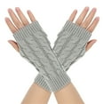thumbnail image 1 of UTSJKR Women's Ribbed Wrist Arm Warmers Stretchy Cable Knitted Fingerless Short Gloves Soft Mitten Winter Gifts for Friends Family Gray, 1 of 5